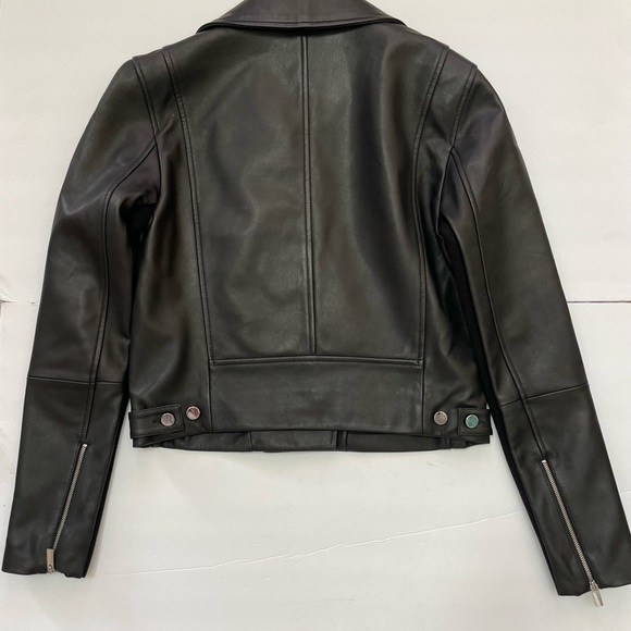 Theory NEW Slim Fit Black Leather Moto Jacket Size S - Picture 15 of 15
